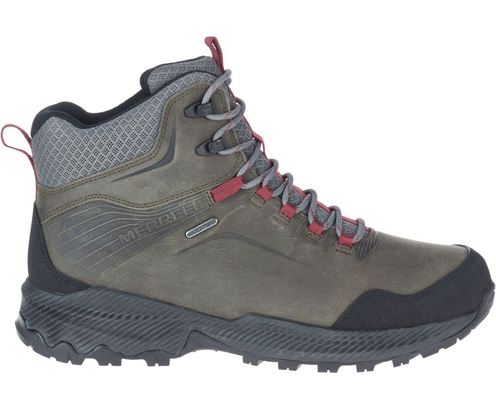 Merrell Hiking Boots Olive/Black - Forestbound Mid Waterproof - Mens 24BFGNHAW